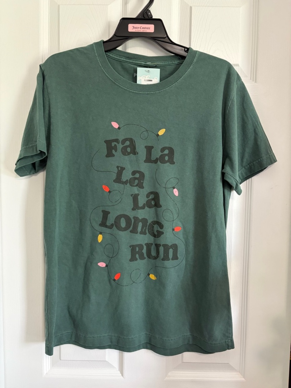 BNWT PEP & BB TAGLESS 'FA LA LA LA LONG RUN' HOLIDAY S/S GREEN TEE US SMALL (S)